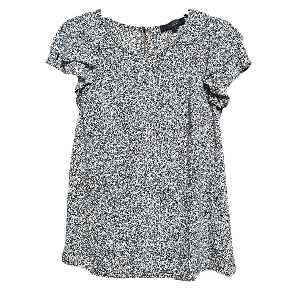 Rachel Roy Blue Floral Flutter Sleeve Blouse S